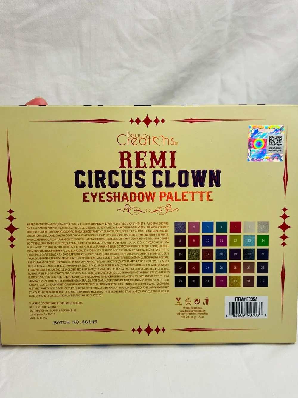 Beauty Creations REMI Circus Clown Eyeshadow Palette -beige, Blue, Red